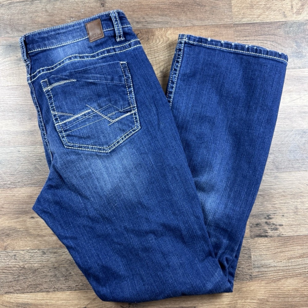 BKE Payton Women's Bootcut Jeans Dark Wash Whiskering 33x31.5 - Picture 1 of 10